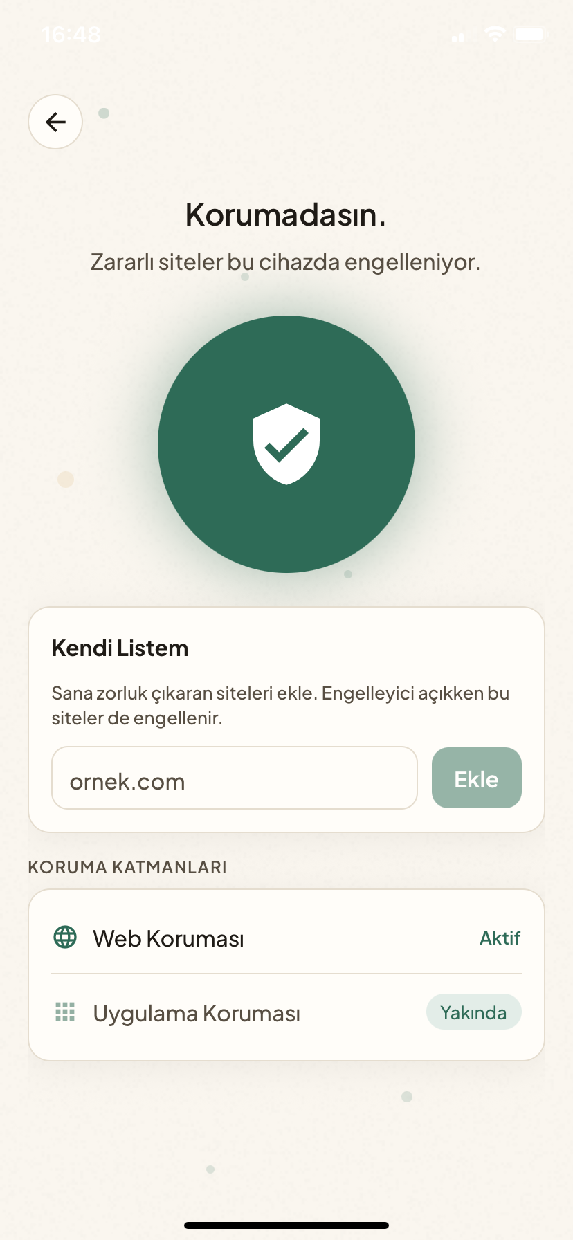 Fıtrat içerik engelleyici ekranı