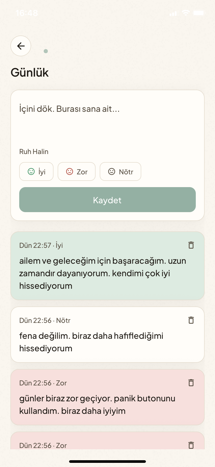Fıtrat günlük ekranı